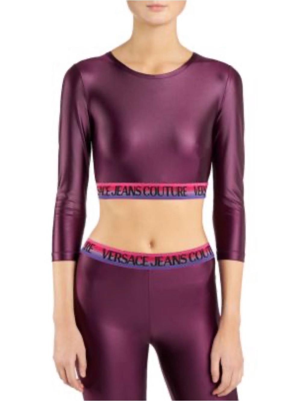 Versace Jeans Couture Logo Metallic Crop Top & matching high-waisted leggings